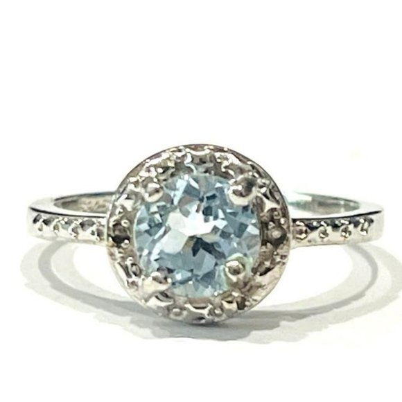 Jewelry - CLASSIC ROUND SKY BLUE TOPAZ 1CT STERLING RING SZ 7